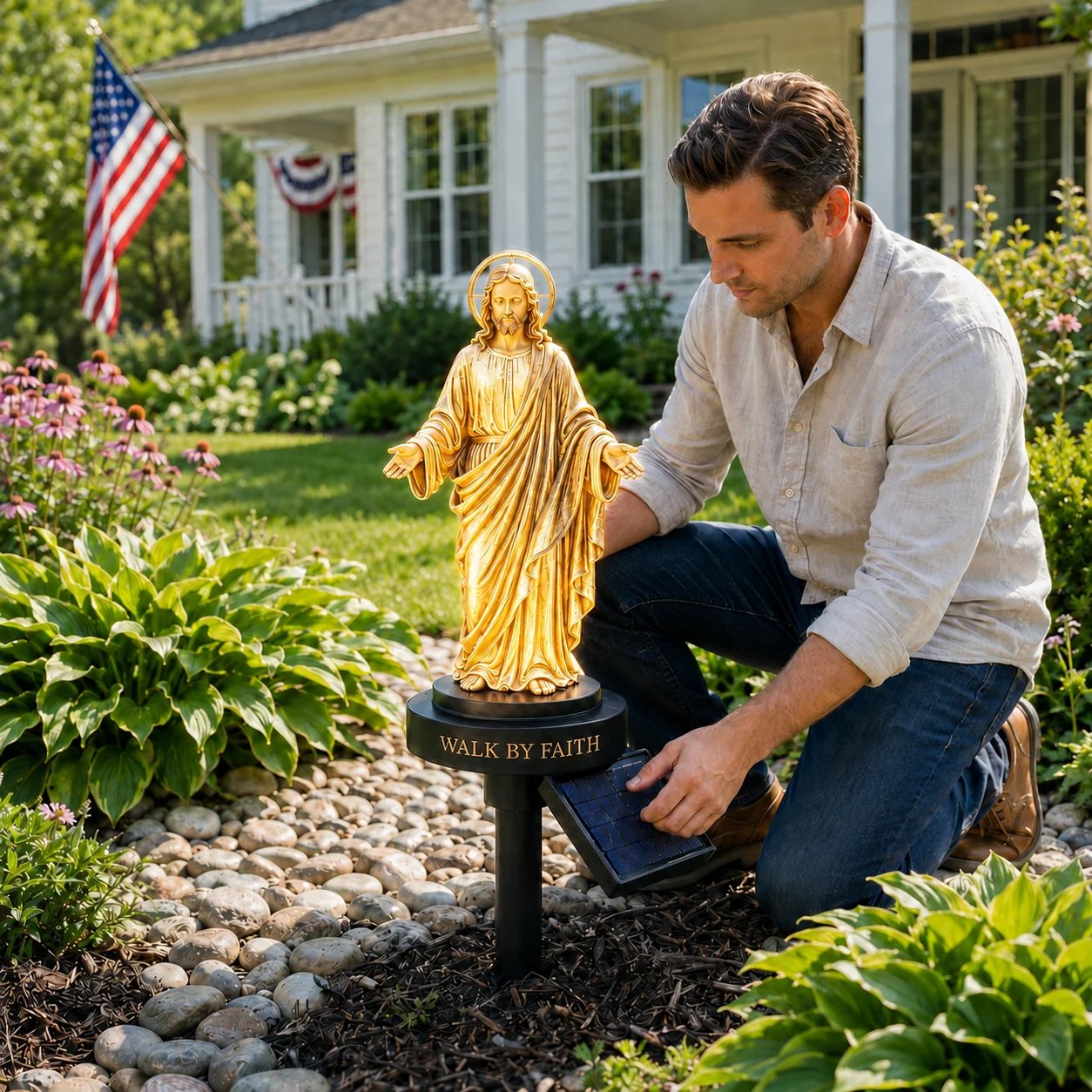 (🎁Last Day 49% OFF)🙏🏻Walk by Faith Solar Jesus Garden Light – A Peaceful Reminder of His Presence