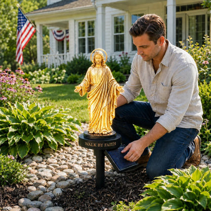 (🎁Last Day 49% OFF)🙏🏻Walk by Faith Solar Jesus Garden Light – A Peaceful Reminder of His Presence