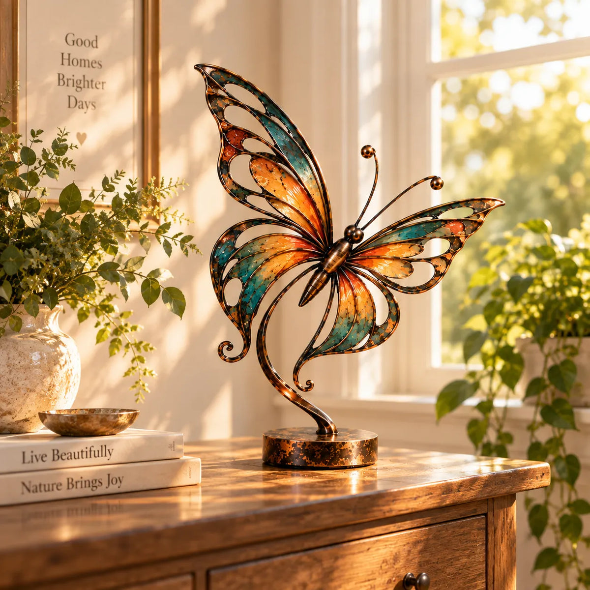 Flowing Metal Butterfly Sculpture