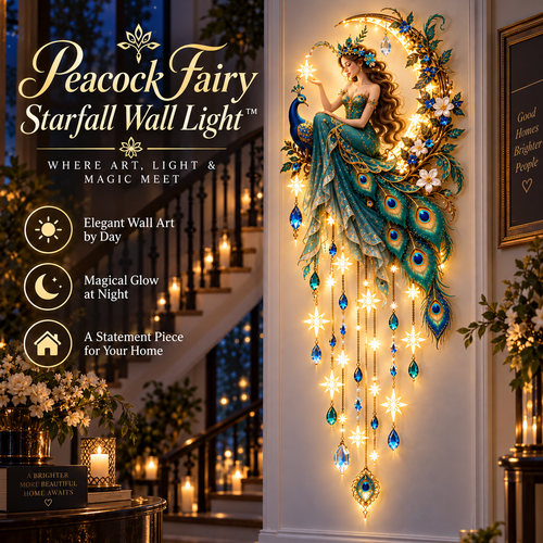 🦚✨Last Day 49% Peacock Fairy Starfall Wall Light™ – Elegant Lighted Wall Decor