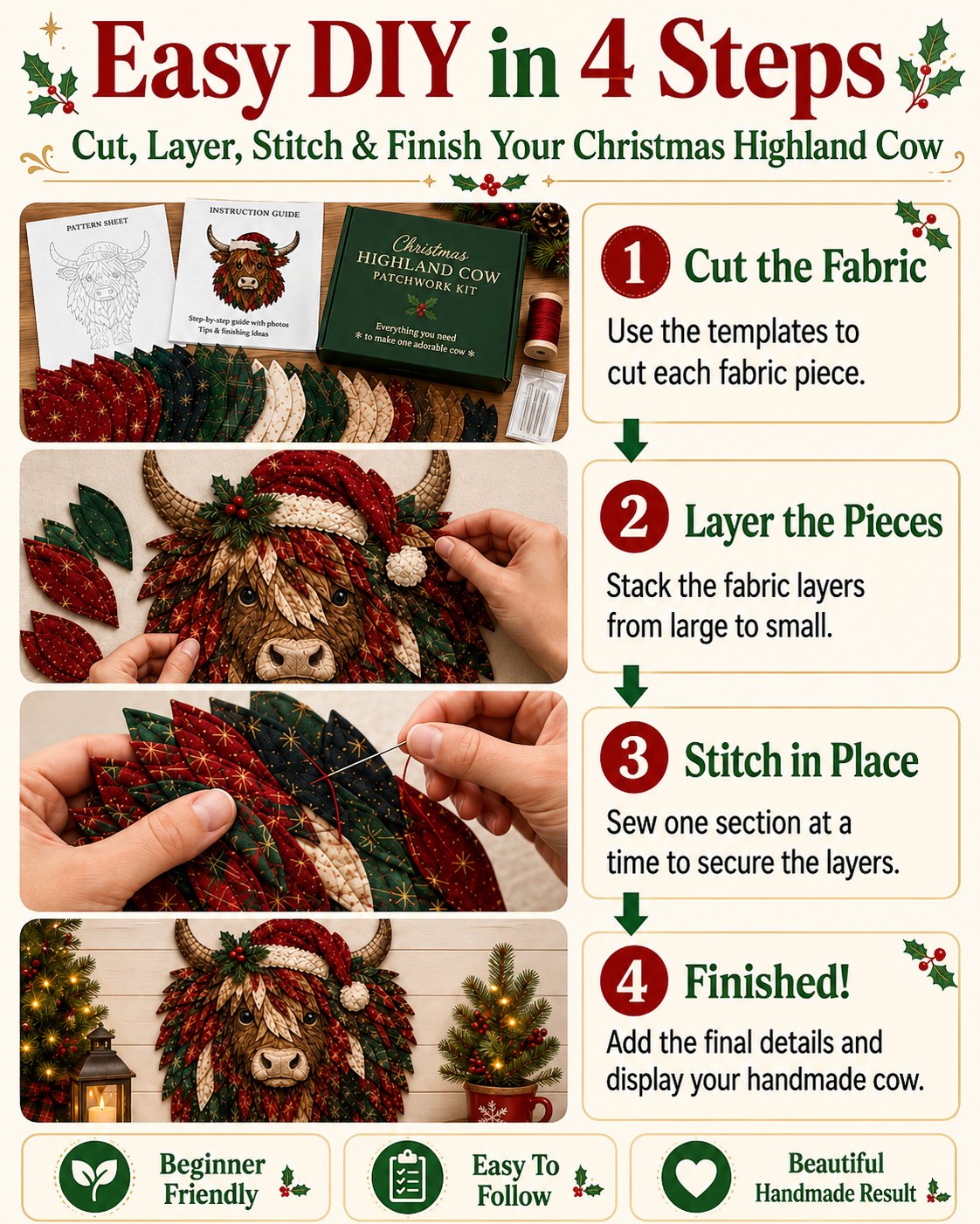 🔥Last Day 49% OFF - 🎄🎅Christmas Woodland Wildlife DIY Patchwork Kit – ✨Create a Festive Handmade Keepsake (📦Buy 2 Free Shipping)