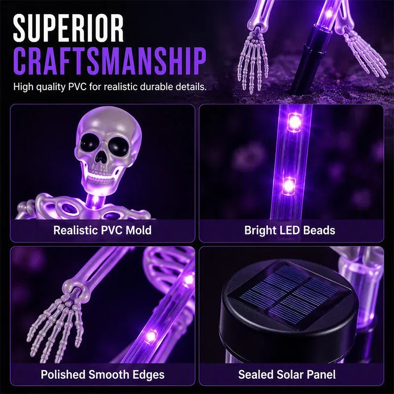 💀 Solar Skeleton Ground Stake Lights | Waterproof Outdoor Halloween Decor Lights