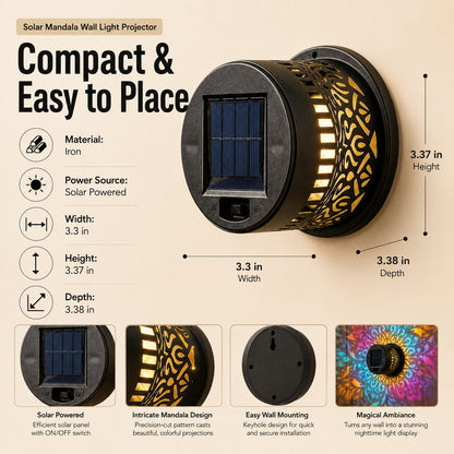 🌙Hot Sale Promotion 49% OFF🔥Solar Mandala Wall Light Outdoor Garden Fence Projector Lamp Patio Ambient Decor