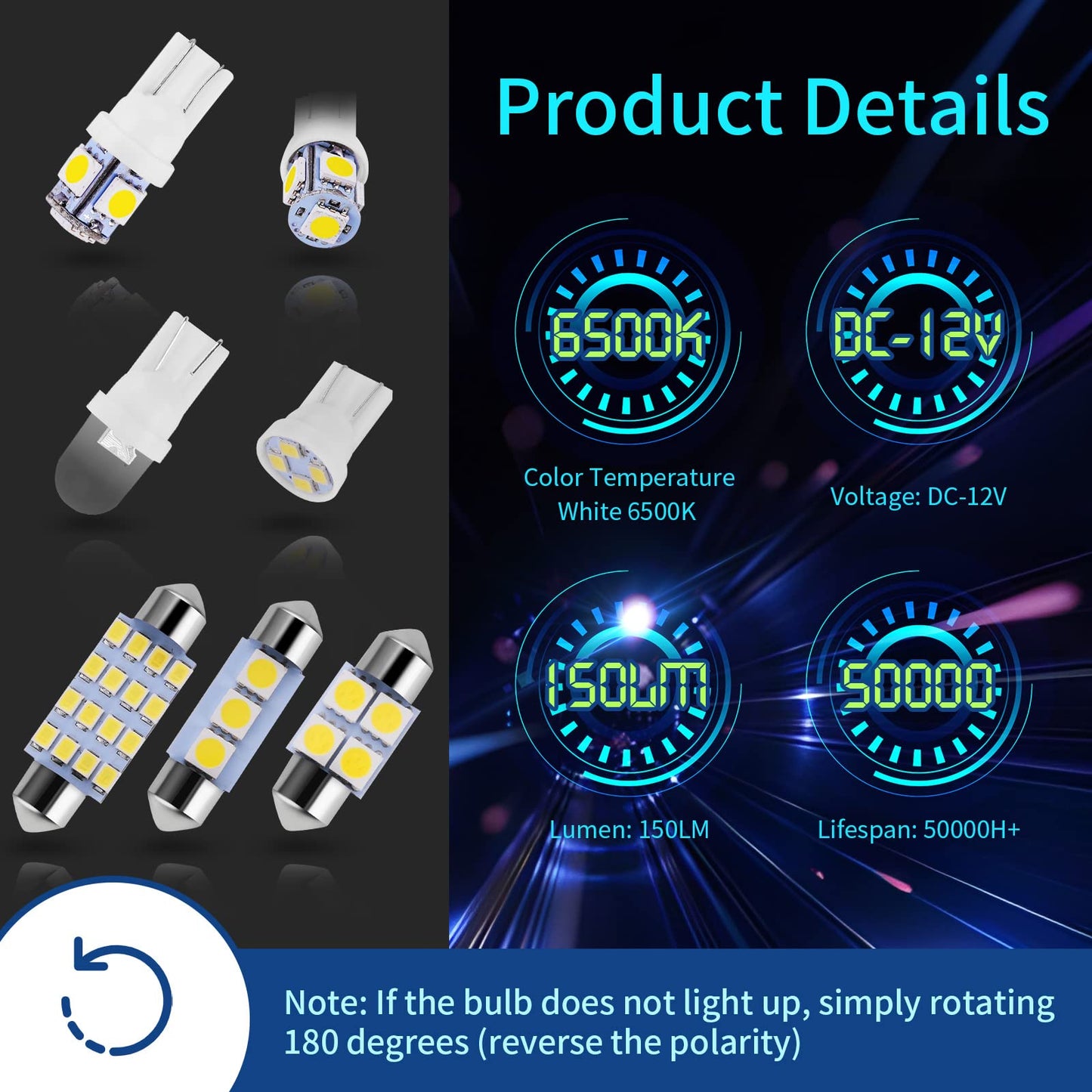 🛠️42PCS Universal LED Car Interior Light Bulb Kit