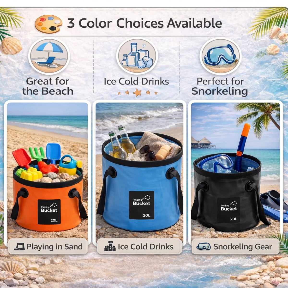 ⏰Limited Stock 60% OFF🧺💦🎣Portable Foldable Water Bucket - Perfect for Fishing, Camping, Traveling!!