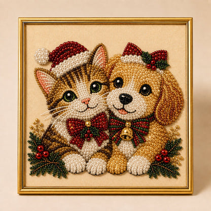 🎄LAST DAY 50% OFF – DIY Christmas Festive Pet Pearl Diamond Painting Art Kit With Frame