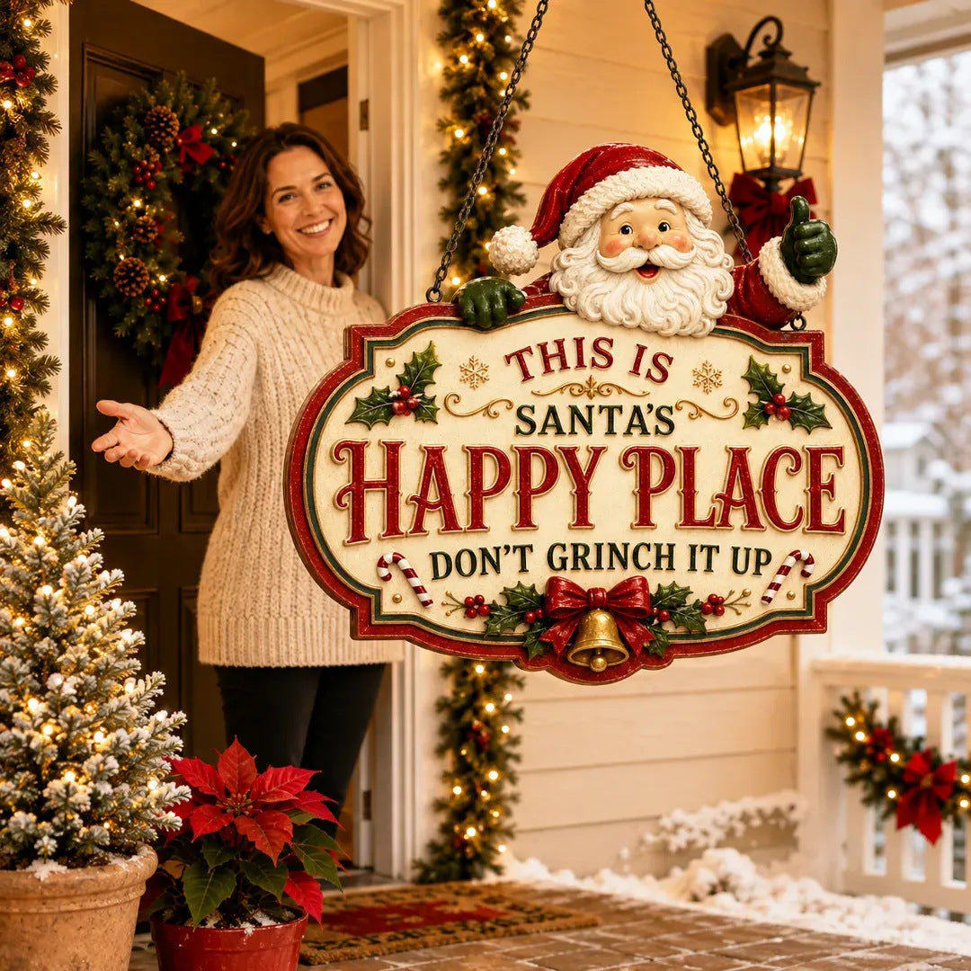 🎄Vintage Christmas Character Wooden Hanging Sign – Festive Holiday Door & Home Decor