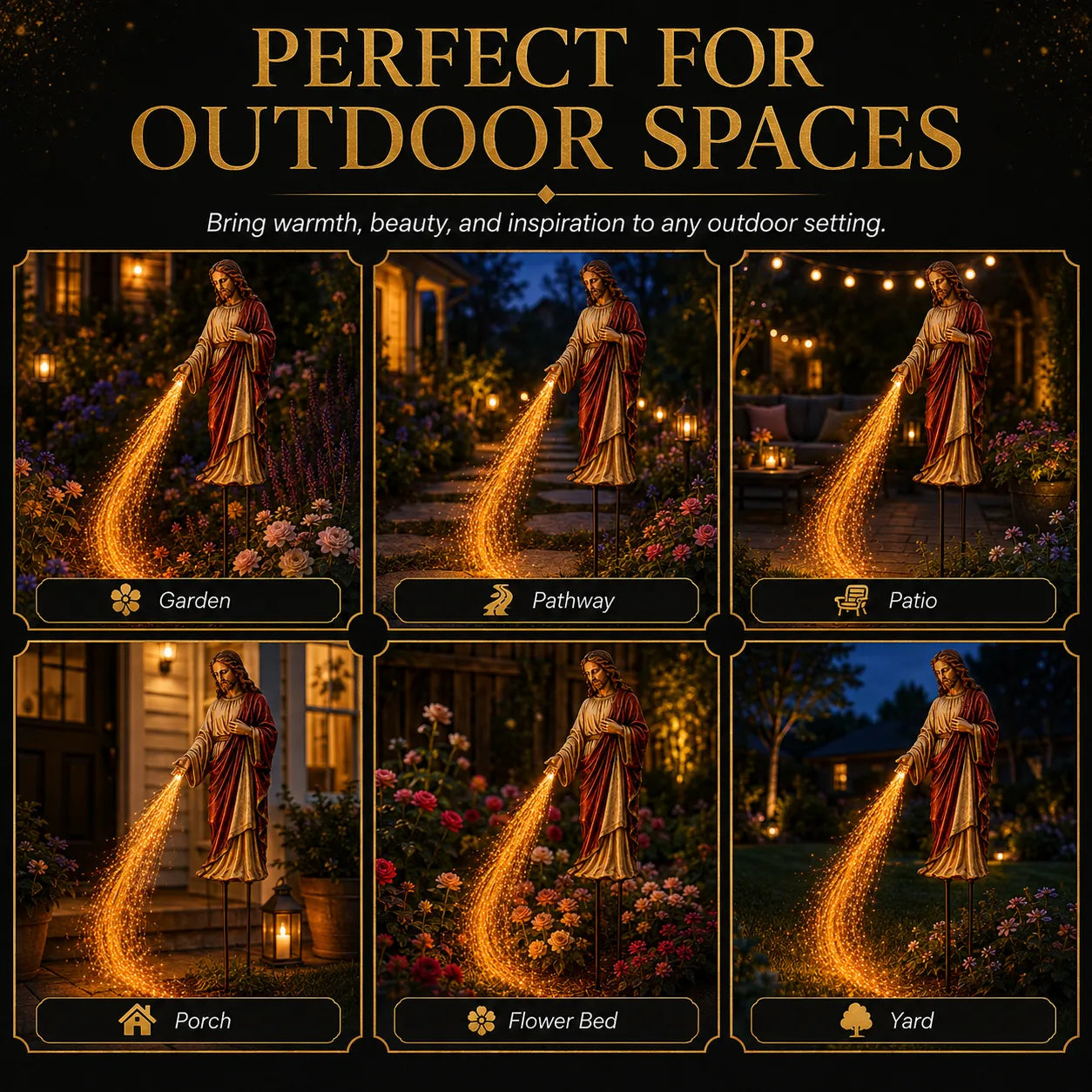 ✝️ Solar Jesus Fiber Optic Garden Light ✨ | Faith-Inspired Outdoor Decor🔥