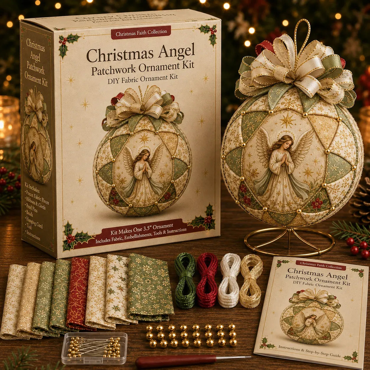 ⏳ Last Day 49% OFF – ✝️ Beginner-Friendly DIY Christmas Nativity Patchwork Ornament Kit Collection | Complete Kit with Coordinated Fabrics, Ornament Form, Decorative Accents & Step-by-Step Guide Included 💕