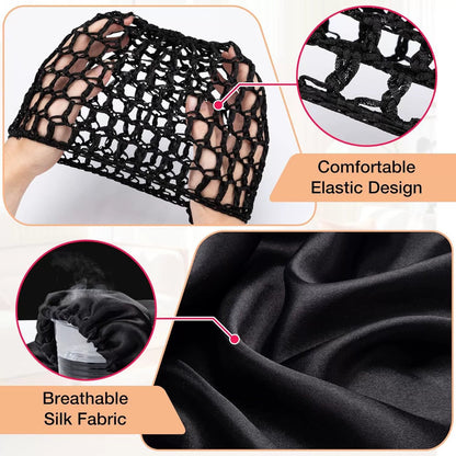 Detachable Satin Hair Wrap & Hair Net — 2-in-1 Design