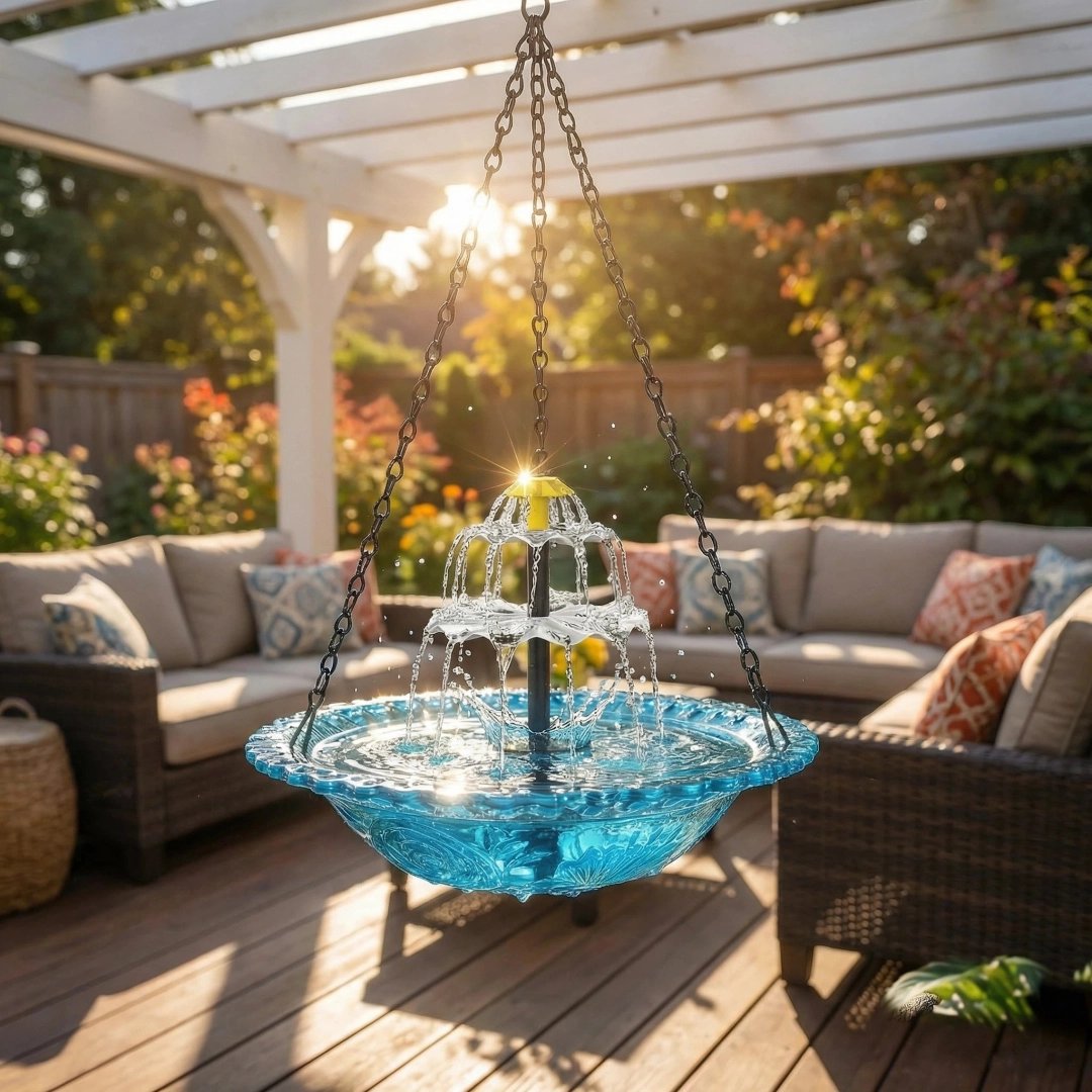 ✨2026 Spring special offer 50% off-🐦Solar Cascade Hanging Bird Bath Fountain🔥Buy 2 Free Shipping