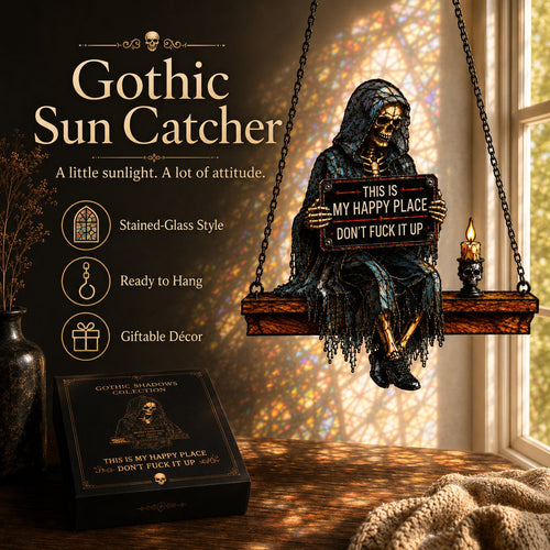 🌞Gothic Skeleton Sun Catcher💀 Handmade Stained Glass Spinner