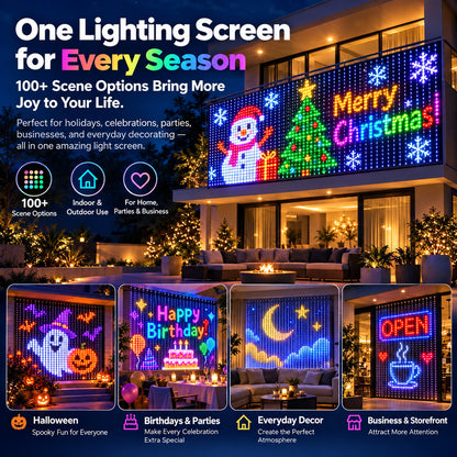 ✨ Turn Your Balcony Into A Giant LED Light Show! 🎄 Smart 400 LEDs Animated Mesh Screen 🎆📱