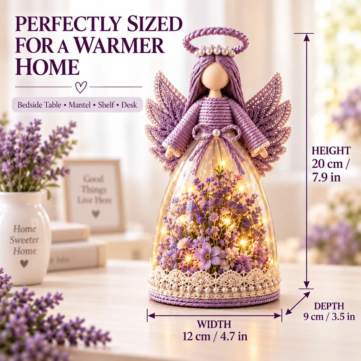 ⏳ Last Day 49% OFF – 👼 Blooming Guardian Angel Light | Floral Angel Figurine with Warm LED Glow in Lavender, Rose & Sage for Bedside Tables, Shelves & Meaningful Gifts ✨