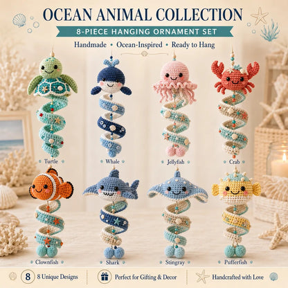 ⏳ Last Day 49% OFF – 🌊 Beginner-Friendly Ocean Animal Spiral Crochet Hanging Ornament Kit | Complete Kit with All Tools & Step-by-Step Guide Included 💕