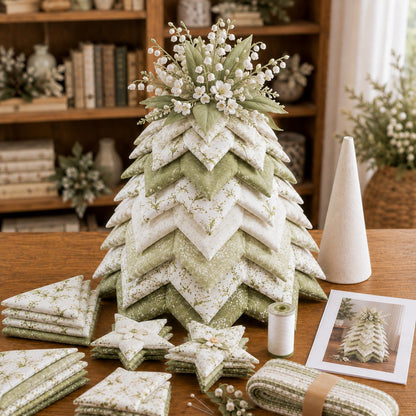 🍂 Beginner-Friendly DIY Fabric Patchwork Fall Tree Kit | Coordinated Autumn Fabrics, Cone Base, Securing Pins & Floral Topper Included 🌼✨