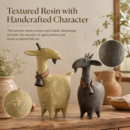 Whimsical Farmhouse Goat Figurines Set of 2