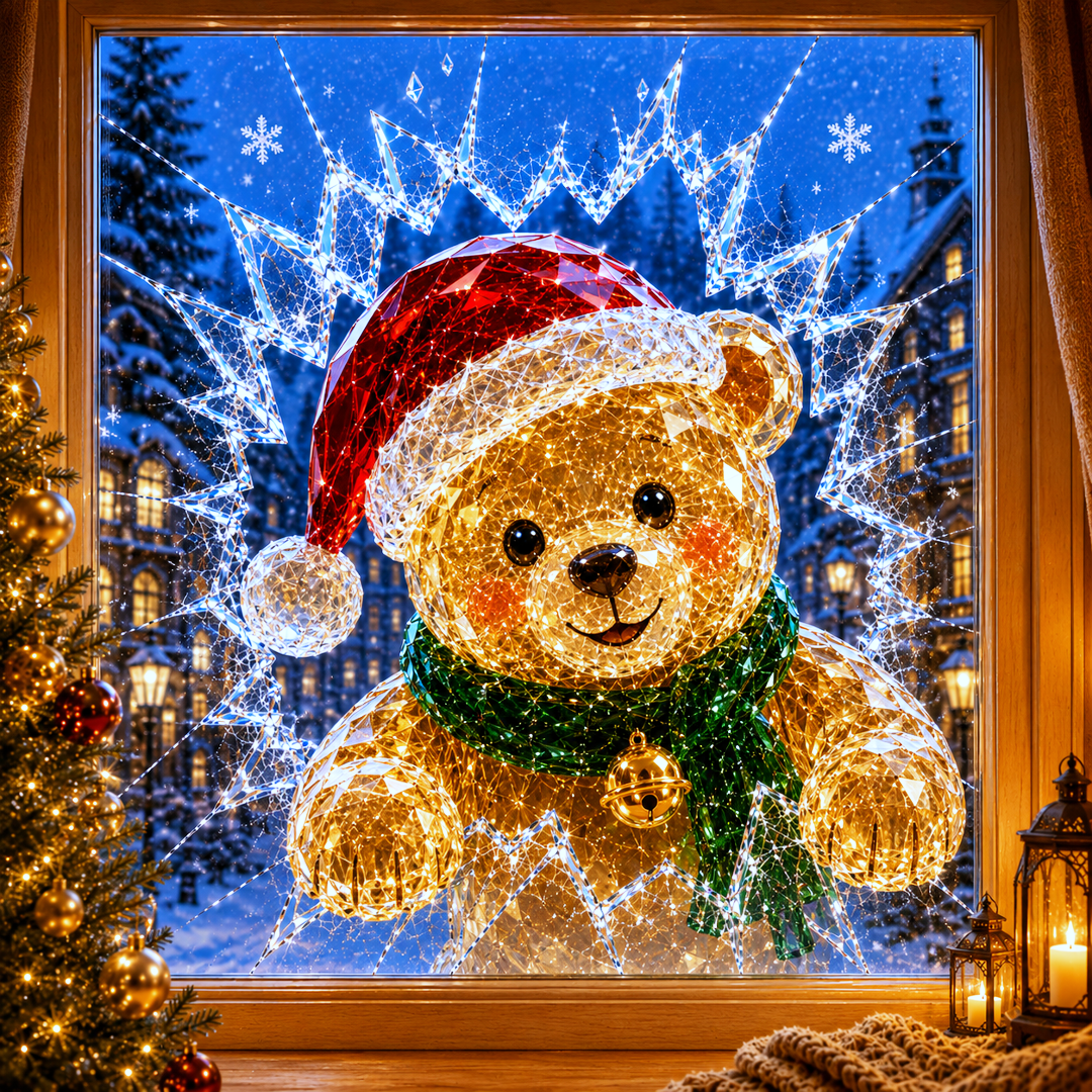🔥Limited time 70% OFF -✨🎄Crystal Christmas Break-In Window Decal — 3D Shattered-Glass Holiday Window Decoration