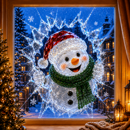 🔥Limited time 70% OFF -✨🎄Crystal Christmas Break-In Window Decal — 3D Shattered-Glass Holiday Window Decoration
