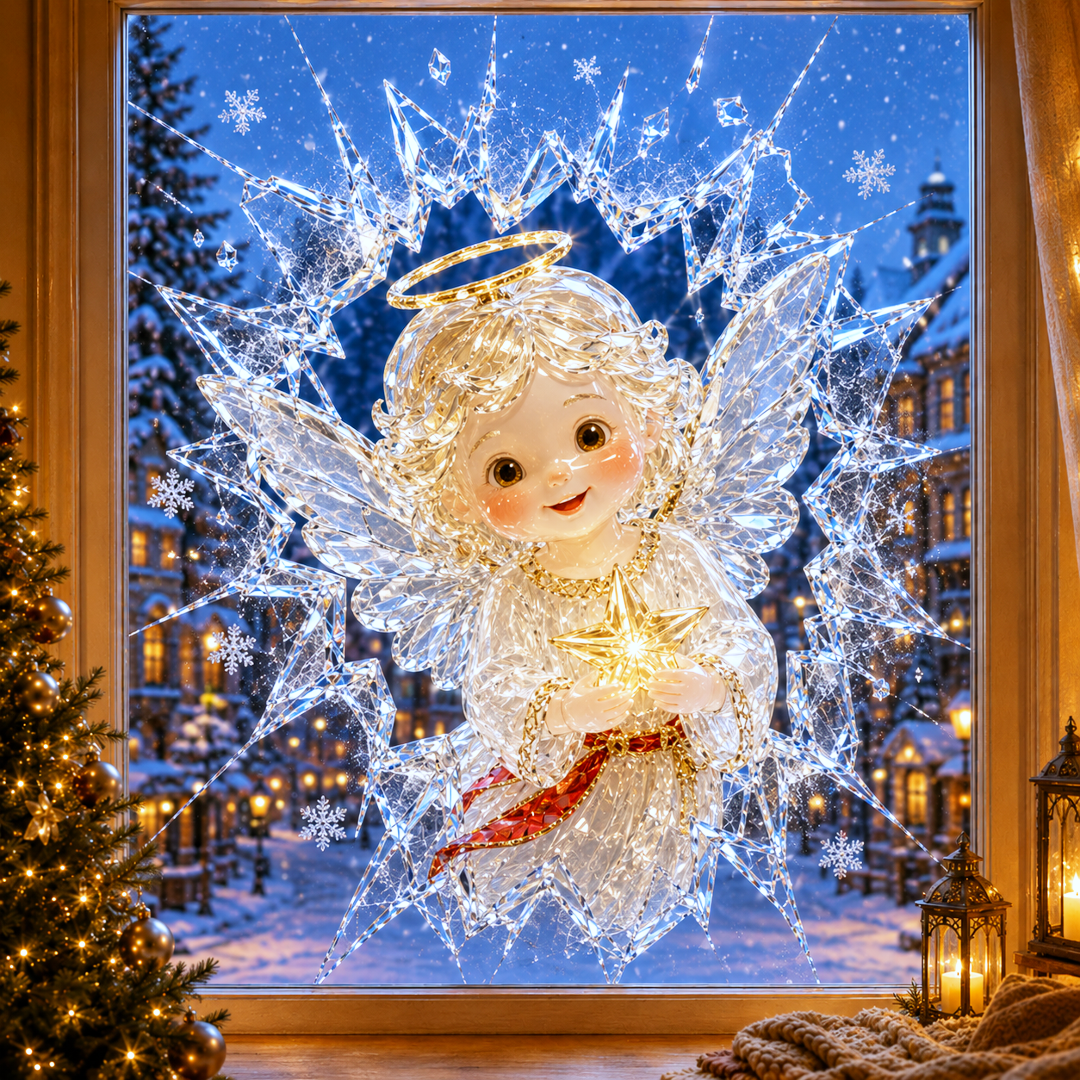 🔥Limited time 70% OFF -✨🎄Crystal Christmas Break-In Window Decal — 3D Shattered-Glass Holiday Window Decoration