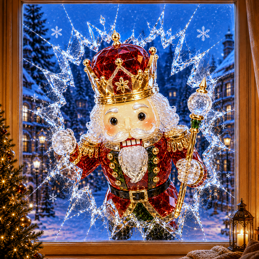 🔥Limited time 70% OFF -✨🎄Crystal Christmas Break-In Window Decal — 3D Shattered-Glass Holiday Window Decoration