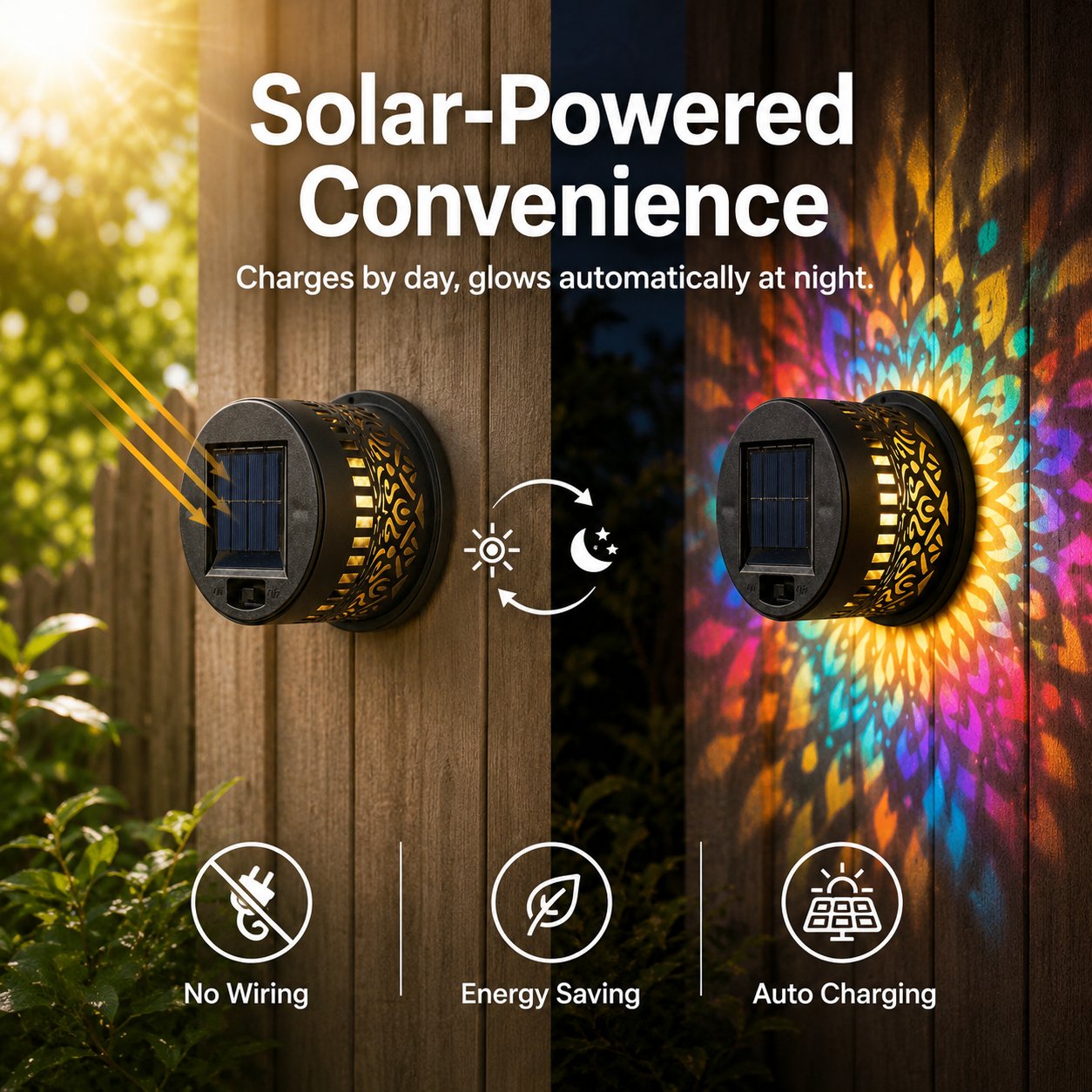 🌙Hot Sale Promotion 49% OFF🔥Solar Mandala Wall Light Outdoor Garden Fence Projector Lamp Patio Ambient Decor