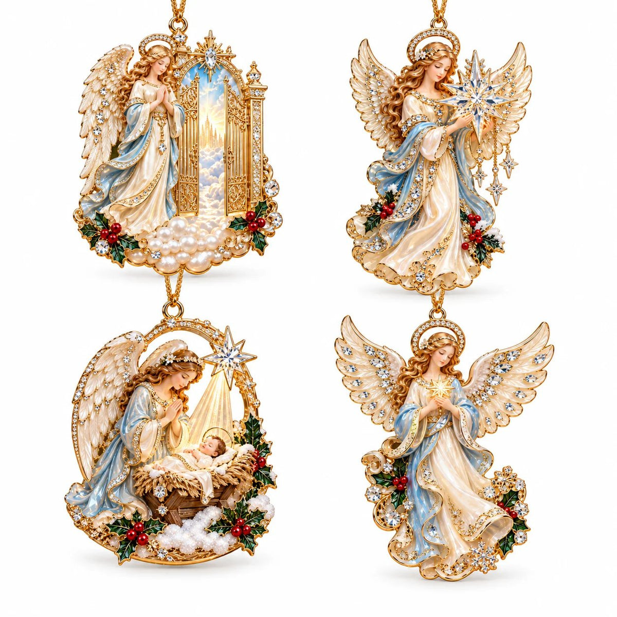 Heavenly Angel Christmas Ornament –  Crystal Star, Heaven’s Gate & Nativity Faith Keepsake Collection