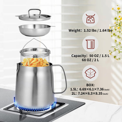 🔥LAST DAY 50% OFF-68oz Stainless Steel Deep Fryer Pot