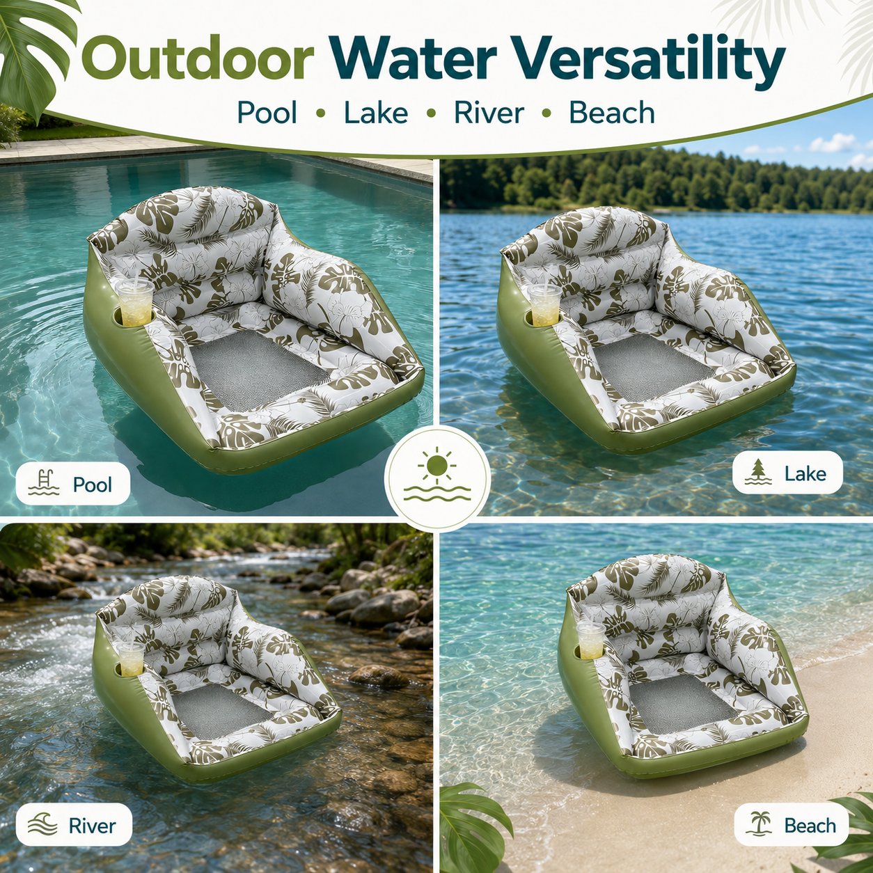 🛋️ 3-in-1 Inflatable Pool Lounge Chair🎁