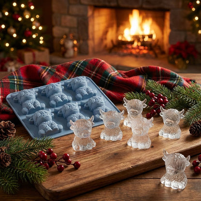 🐮🧊 Mini Highland Cow Ice Cube & Dessert Mold 🍪 Cute 3D Ice for Drinks, Parties & Gifts🎁