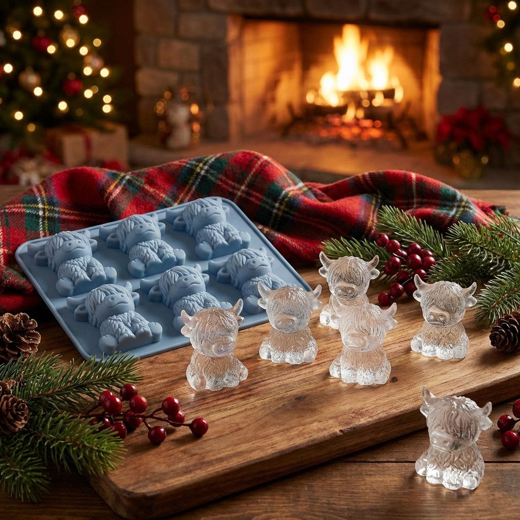 ⏳Last Day Special Price ￡19.99!!🐮 Mini Highland Cow Ice Cube Mold – Cute 3D Ice for Drinks, Parties & Gifts
