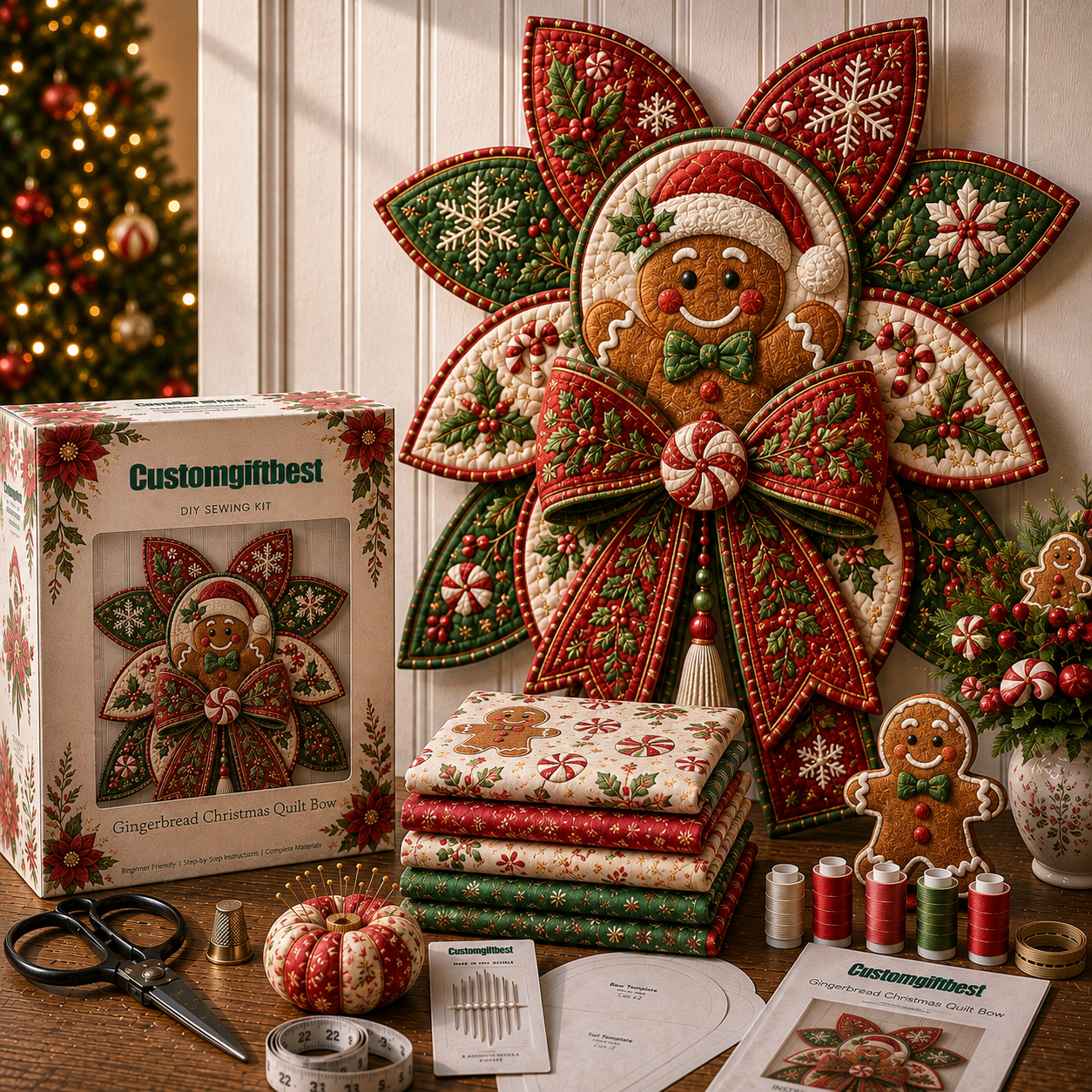 Christmas Quilt Bow DIY Sewing Kit
