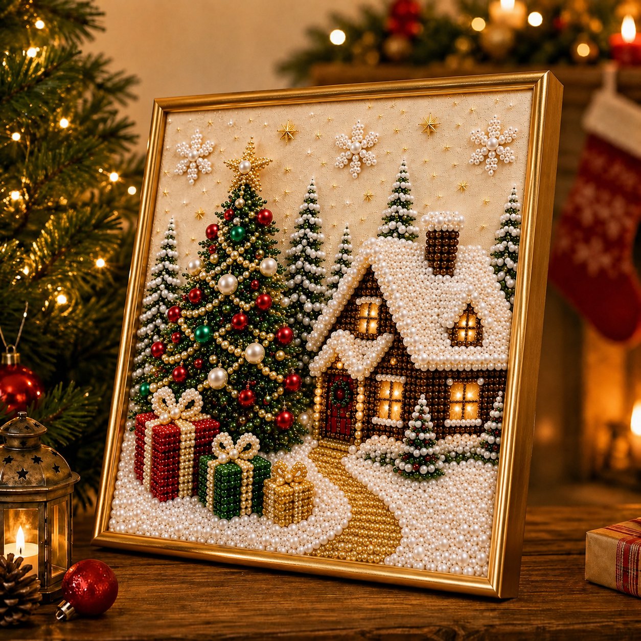 🎄Relaxing & Beginner-Friendly🎅 Premium 3D Pearl Christmas Wall Art Kit ⛄️❄️