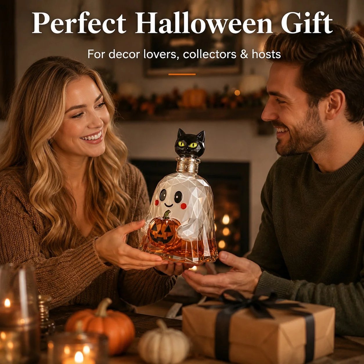 Ghost Pumpkin Halloween Decanter  🎃 🎃 Spooky Glass Whiskey Bottle