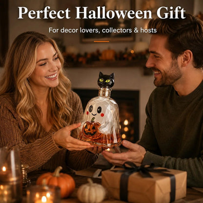 Ghost Pumpkin Halloween Decanter  🎃 🎃 Spooky Glass Whiskey Bottle