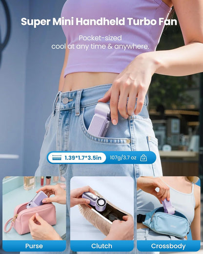 🥳2026 HOT SALE🥳💞50K+ SOLD!💨❄️ ! Turbo Handheld Fan – 16900 RPM, 6 speeds, LED display. 3000mAh battery, 10.7hrs cooling. Pocket‐sized power! 🌬️✨