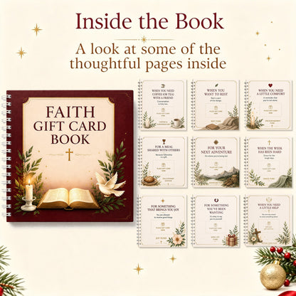 ✝️ FAITH GIFT CARD BOOK 📖 14 Themed Pages, Hardcover & Durability Line