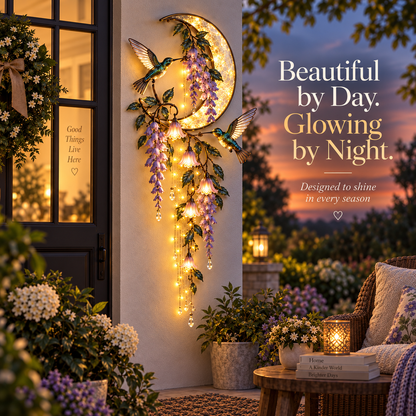 🐦🌸 Hummingbird Moonlight Cascade™ – Lighted Wisteria Wall Decor