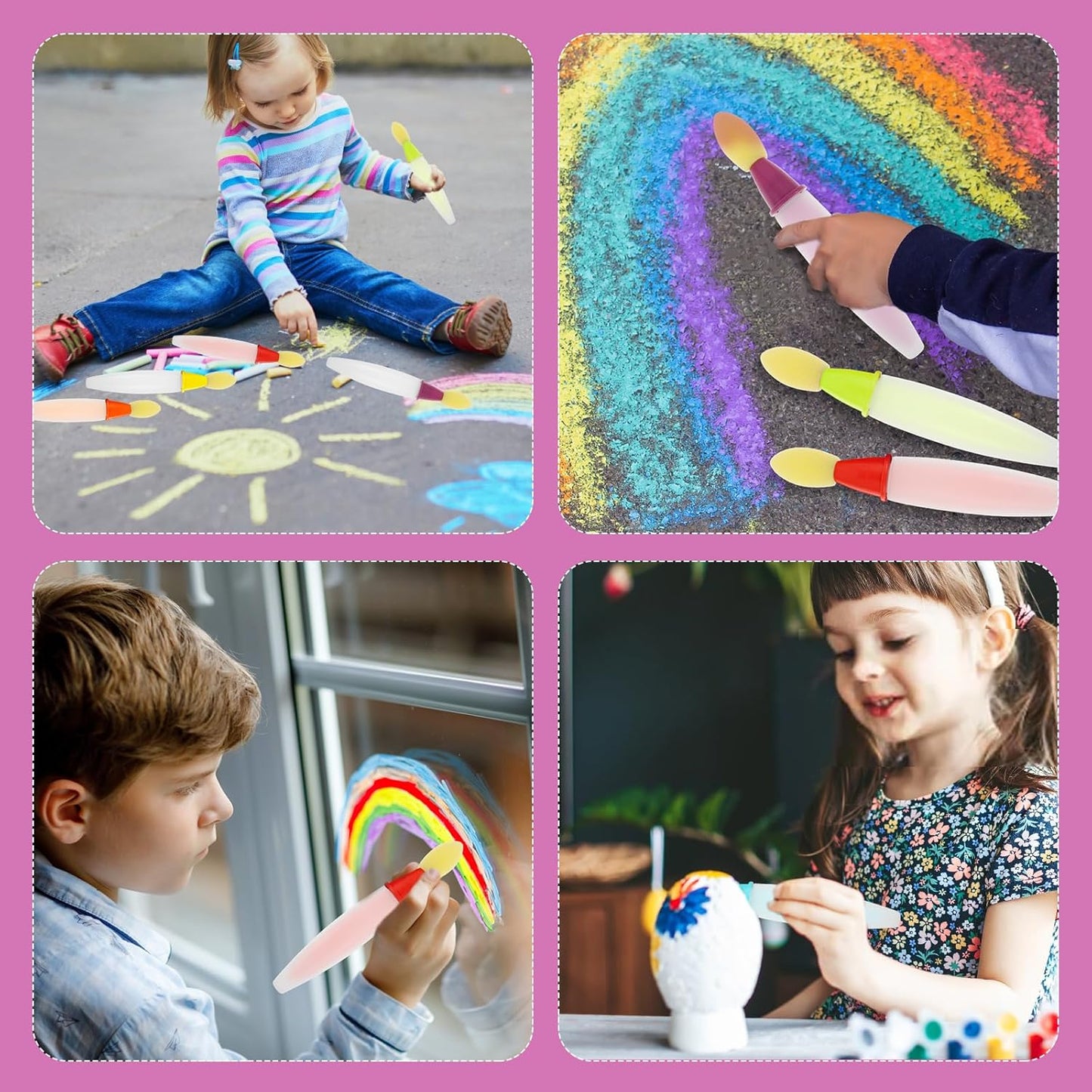 🎨 6Pcs Sidewalk Chalk Paint Brush Set
