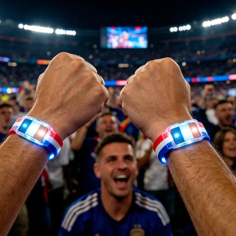 ⚽✨2PCS LED Light Up National Flag Wristbands