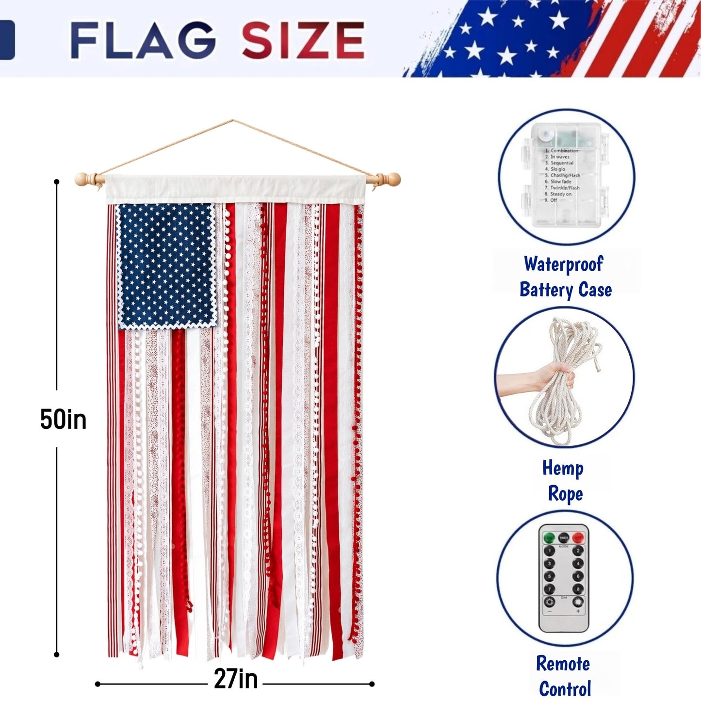 ✨50% OFF 🎆4th of July Lighted Patriotic Porch Flag 🇺🇸 Independence Day Decor