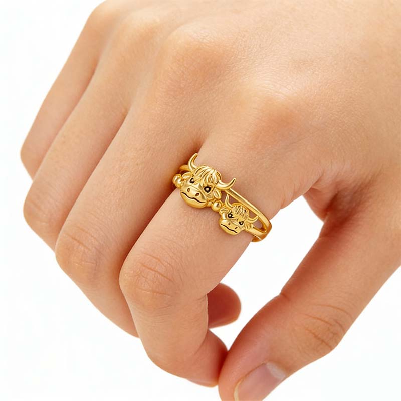 🔥LAST DAY 70% OFF 💕 ✨ Handcrafted Highland Cow Adjustable Ring
