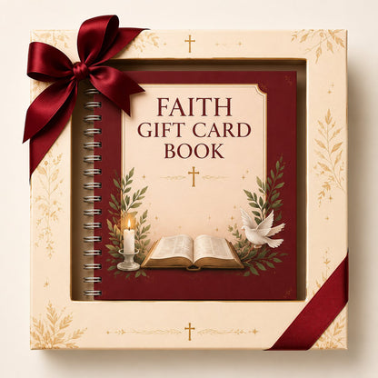 ✝️ FAITH GIFT CARD BOOK 📖 14 Themed Pages, Hardcover & Durability Line