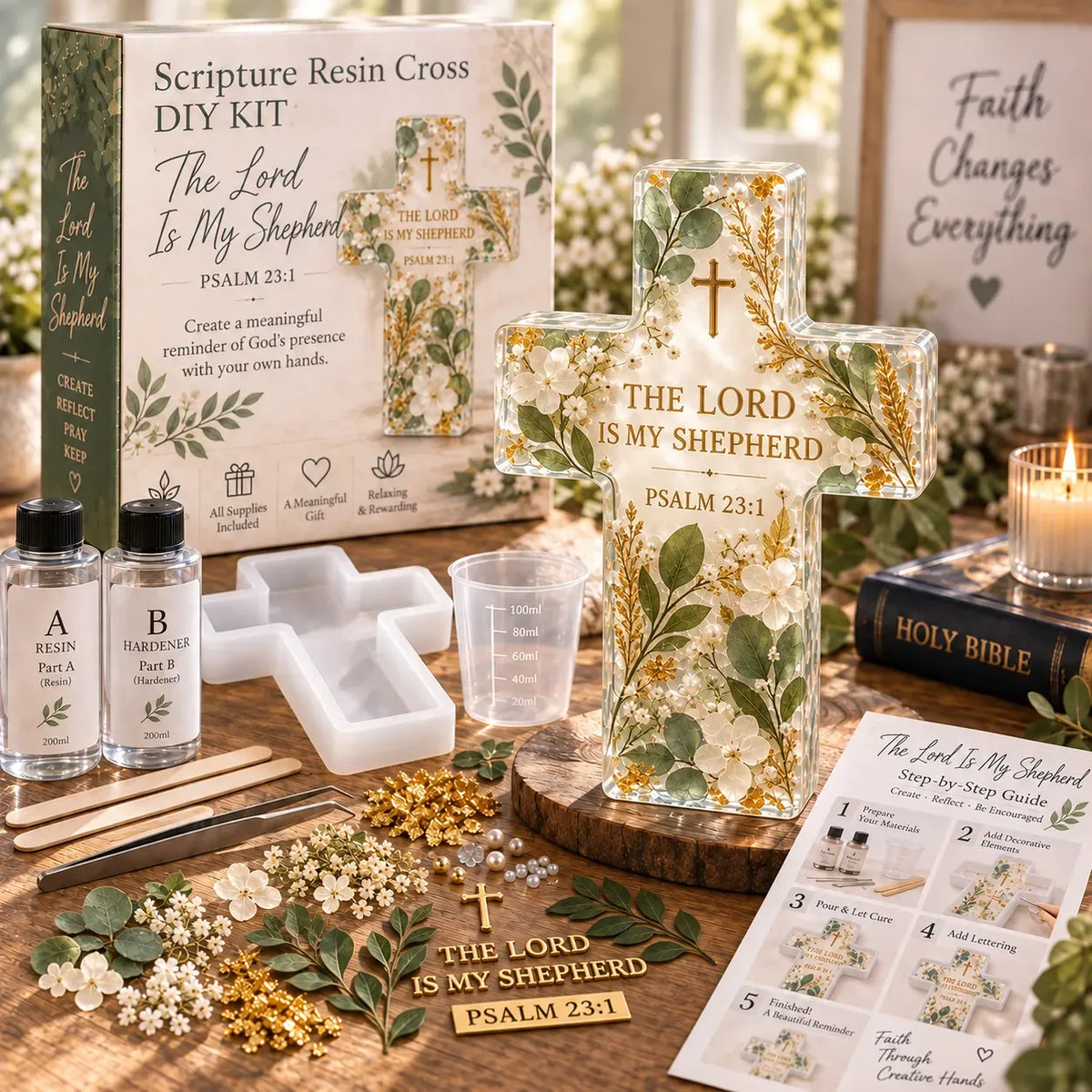 Psalms of Comfort &Strength Resin Cross DIY Kit