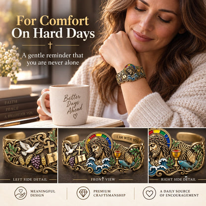 🔥 Last Day 49% OFF - ✝️Faith Inspired Jesus Cuff Bracelet | Antique Brass With Scripture Message