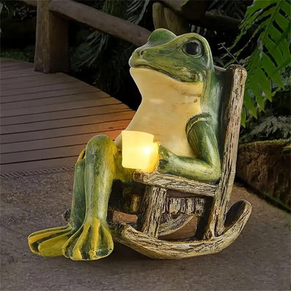 🐸 Solar-Powered Frog Garden Statue – Decorative Lighted Sculpture
