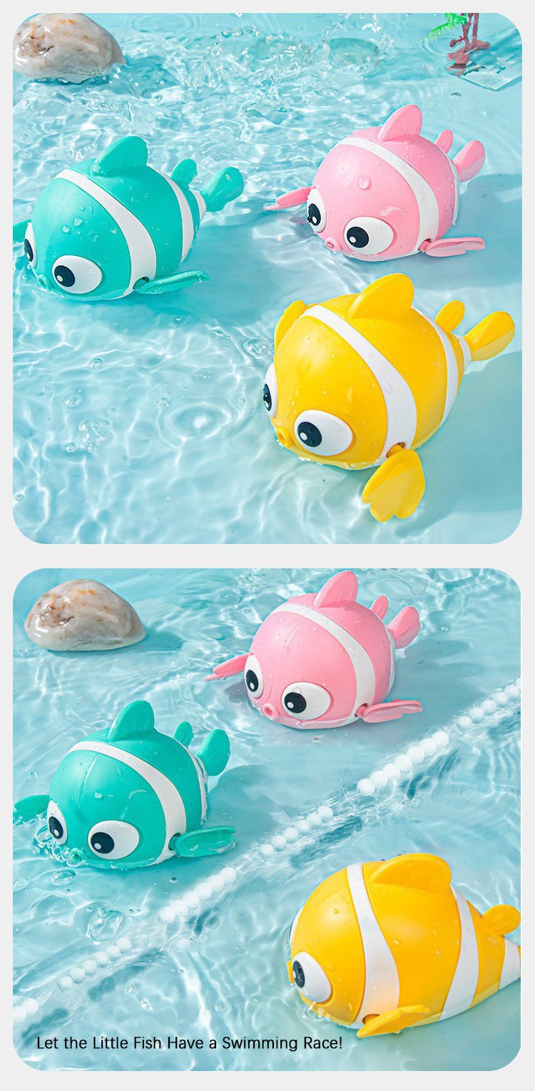 🐟🪸Baby bath clownfish wind-up toy for bathing, children's chain toy for water play