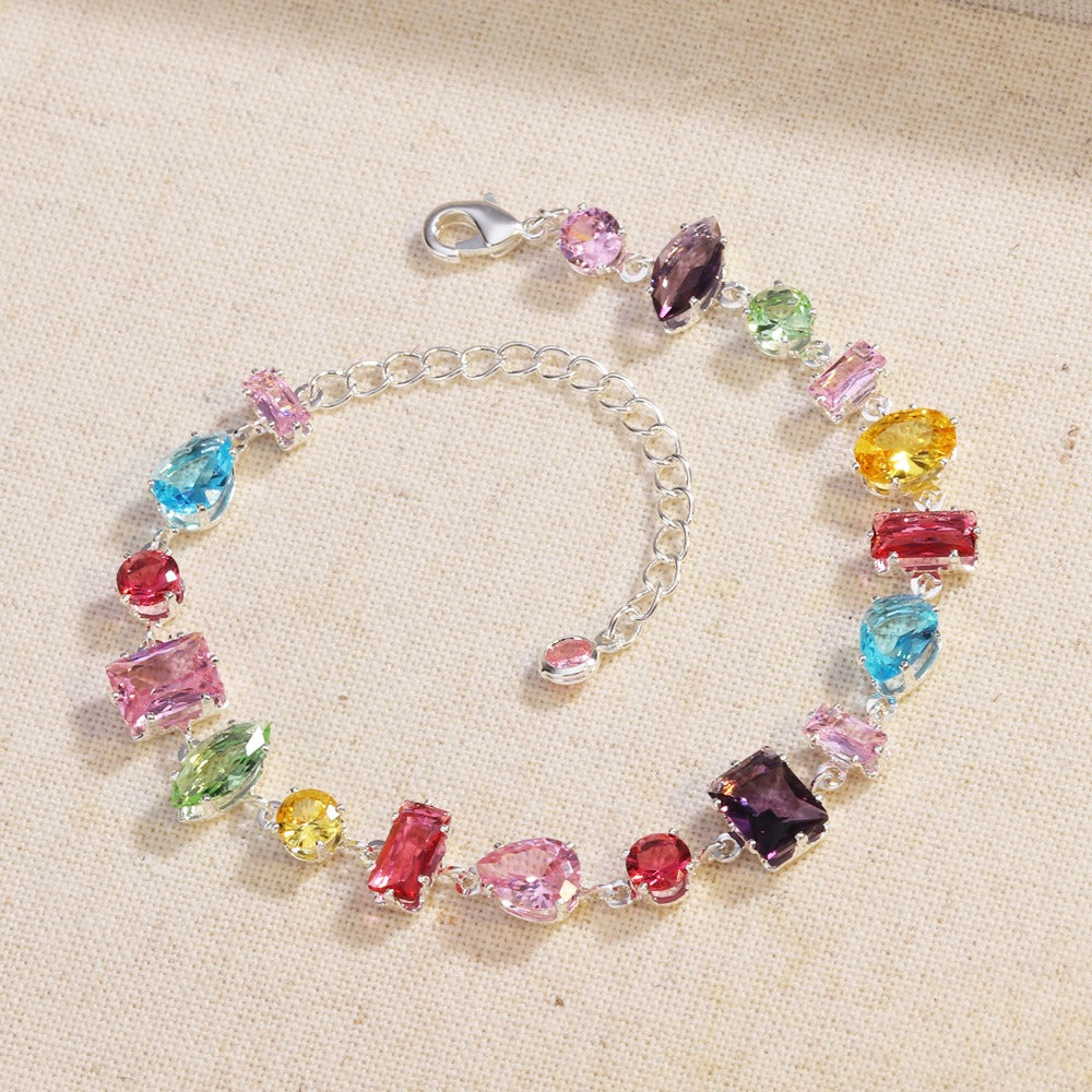 🌈 TODAY ONLY: BOGO 50% OFF! Rainbow Crystal Zircon Bracelet & Necklace for Women, S925 Sterling Silver Plated&nbsp;