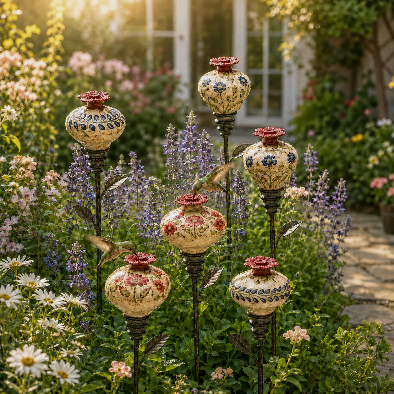 🐦🌸 Keramische Bloem Kolibrievoeder – Romantische Tuinsfeer Met Een Vintage Touch! ✨