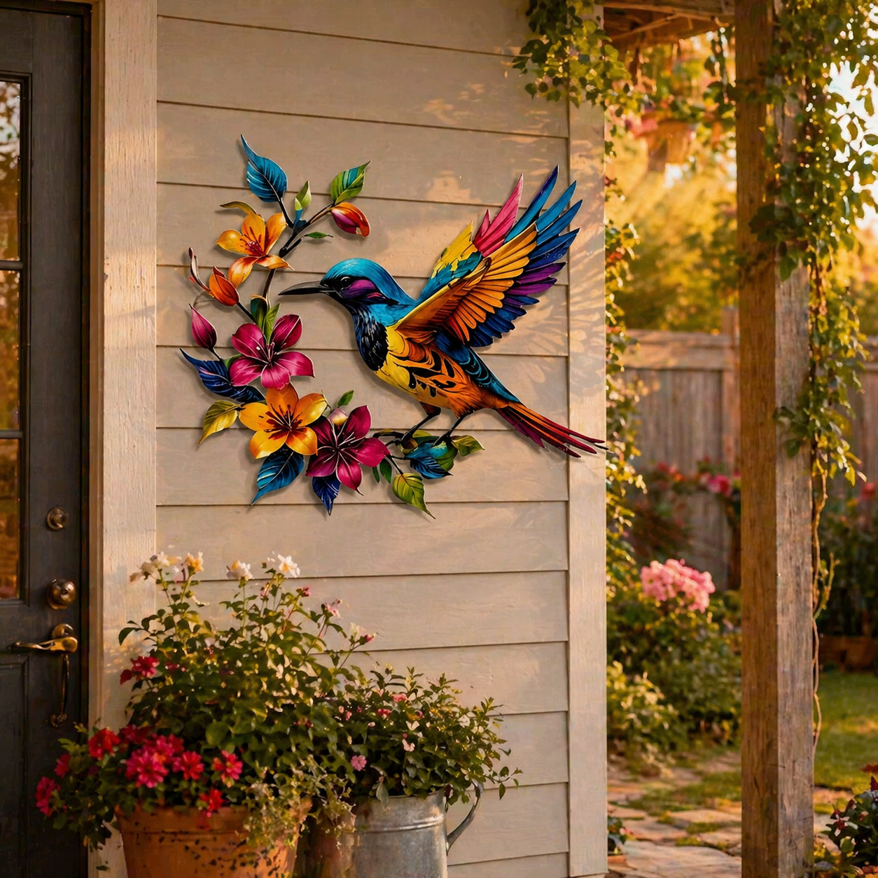 💖Hummingbird Bloom Metal Wall Art